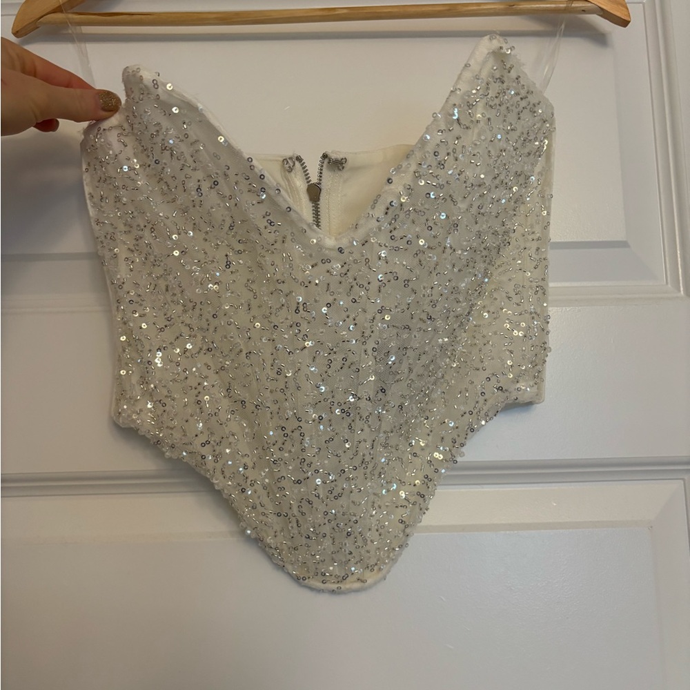 Sparkling White Sequin Bodysuit